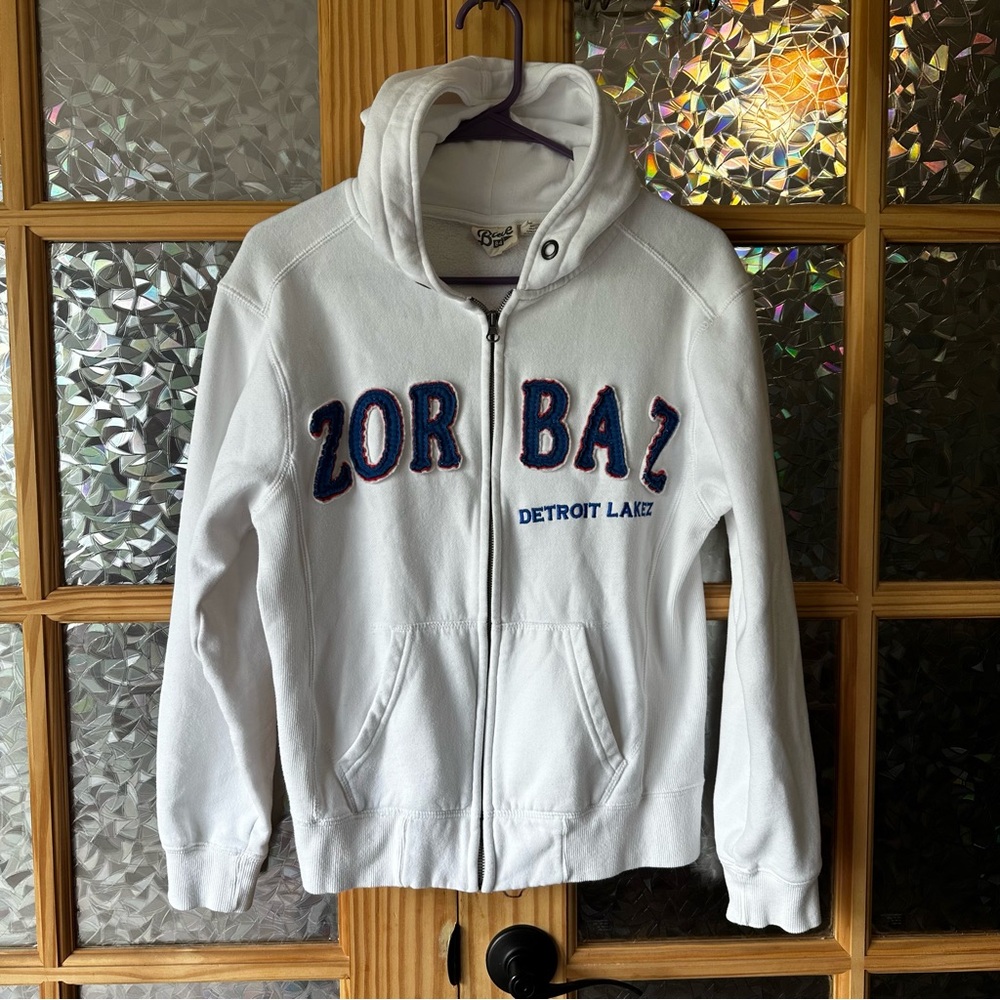 Zorbaz Detroit Lake White Zip-Up Hoodie – Size Small